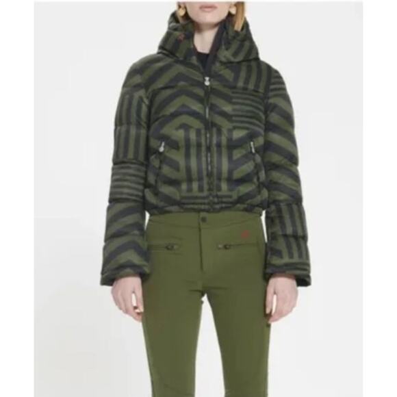 $650 Perfect Moment Womens Green Full-Zip Star Dazzle Ski Bomber Jacket Size XL - Picture 2 of 11